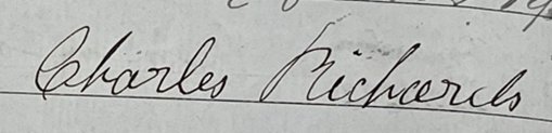 Signature of Charles Richards on mortgage to Emma Shaw, 1905