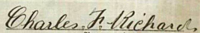 Signature of Charles Frederick Richards, AIF Attestation, 1915