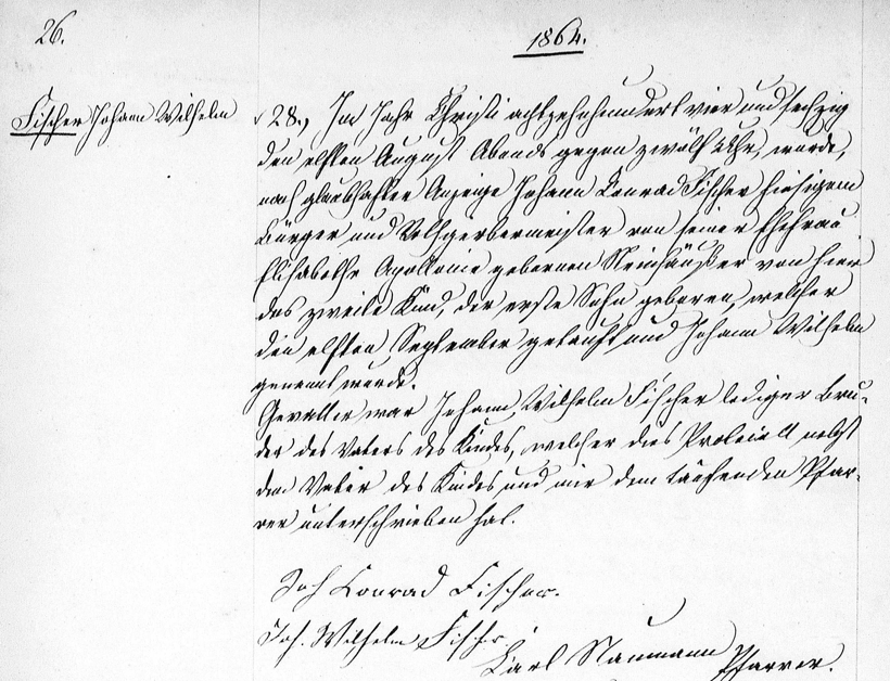 Baptism record for Johan Wilhelm Fischer, Butzbach, 11 September 1864